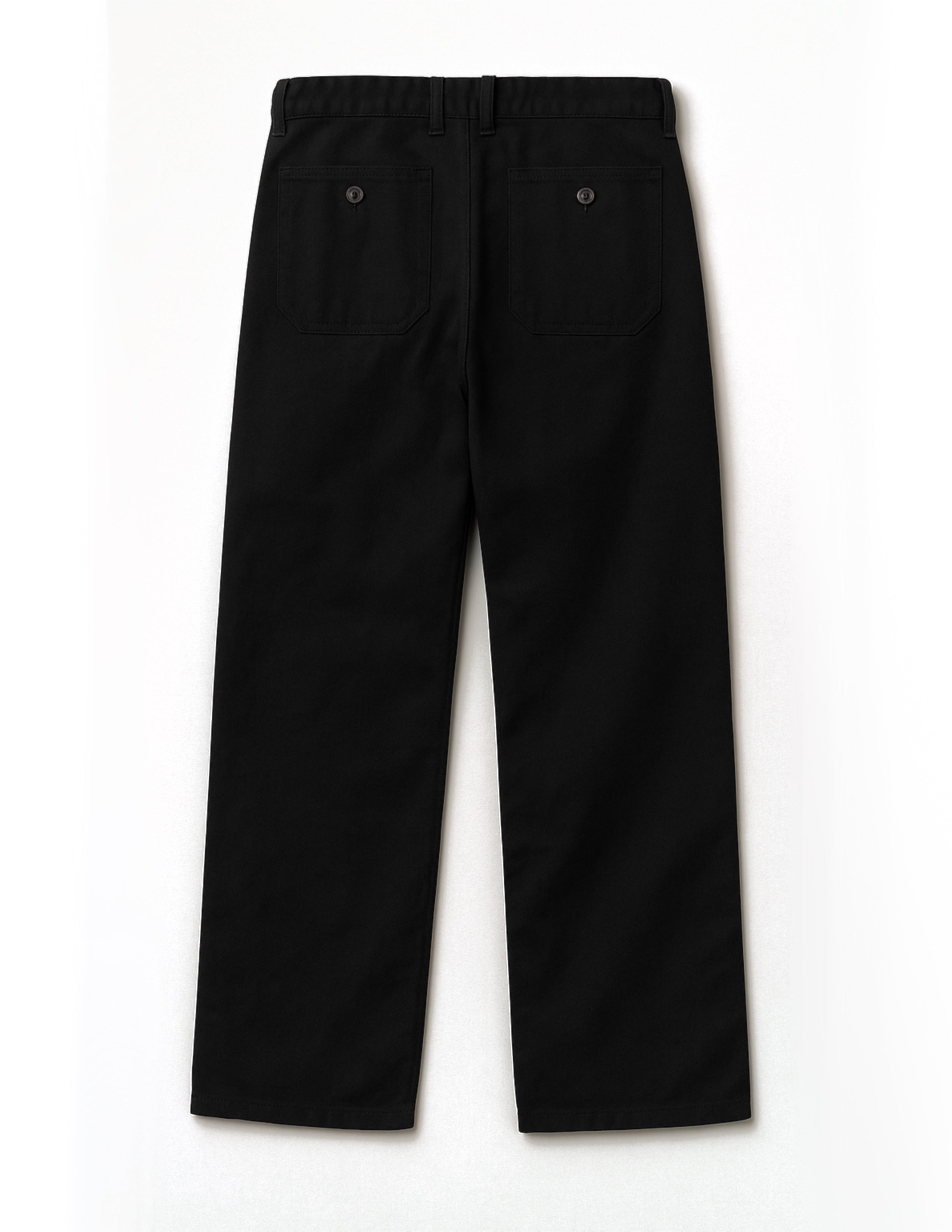 Black Cotton Straight Fit Trousers