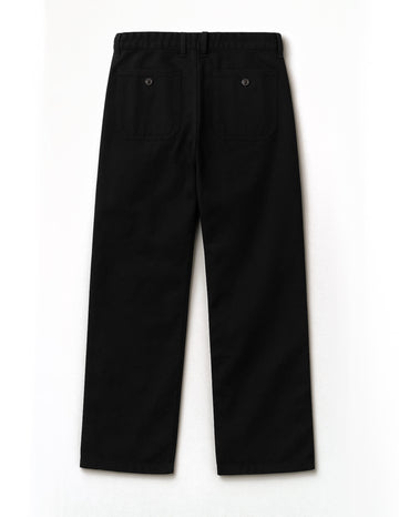 Black Cotton Straight Fit Trousers