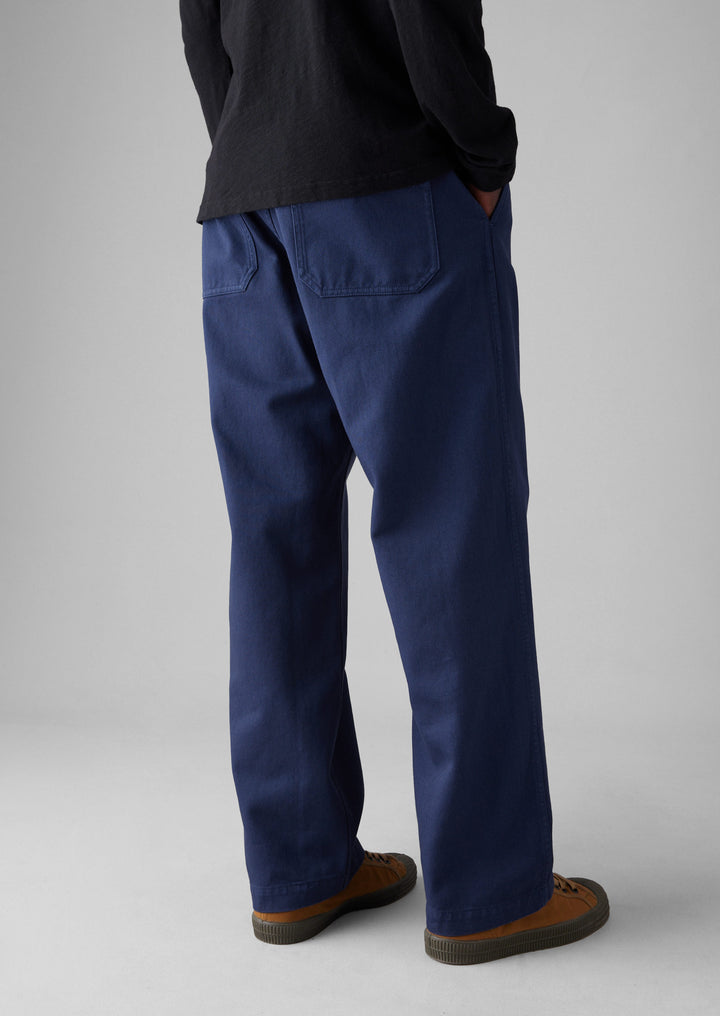 Blue Cotton Straight Fit Trousers
