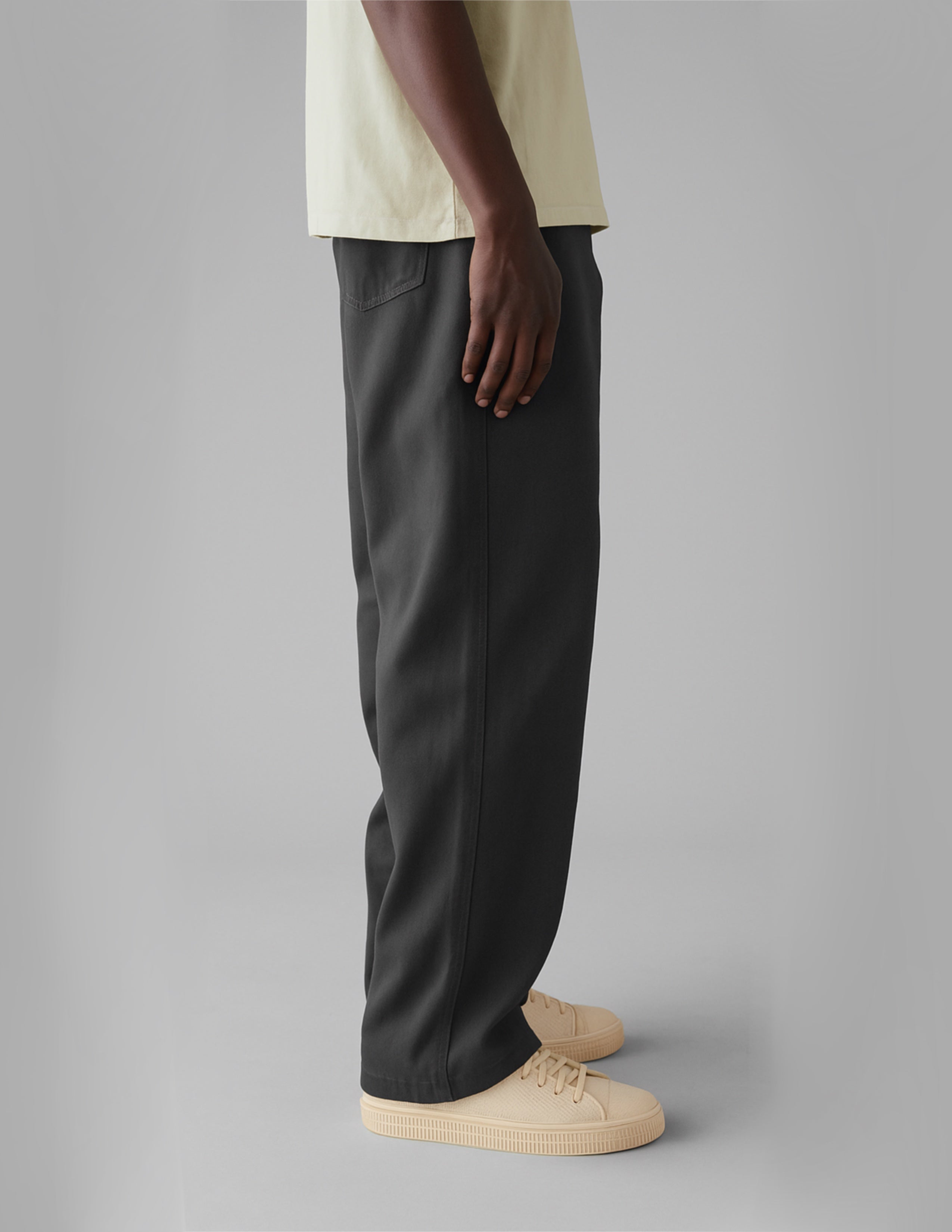 Grey Cotton Straight Fit Trousers