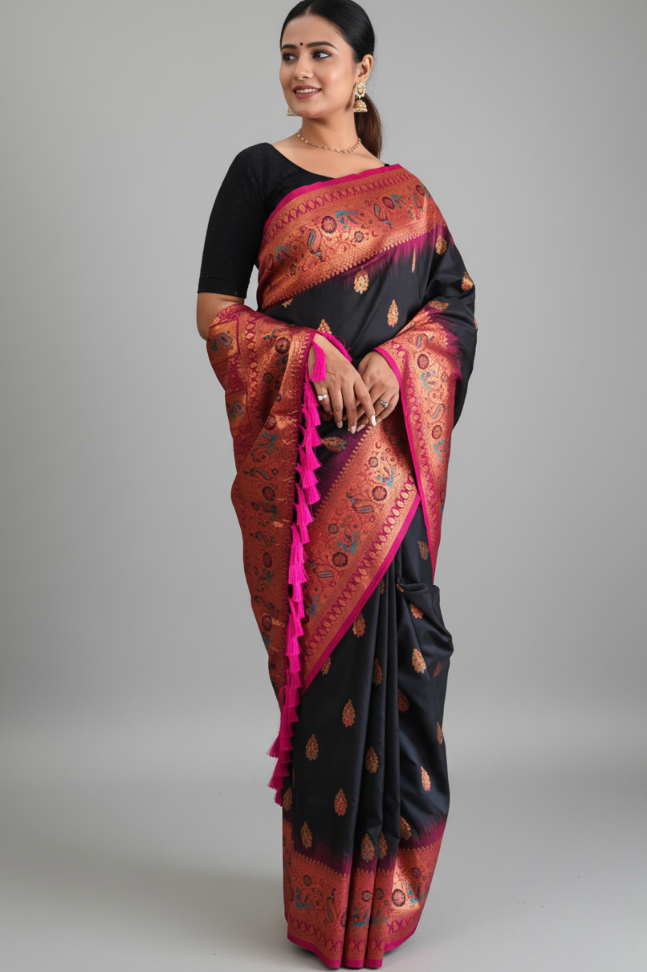 Eerie Black Zari Woven Banarasi Silk Saree