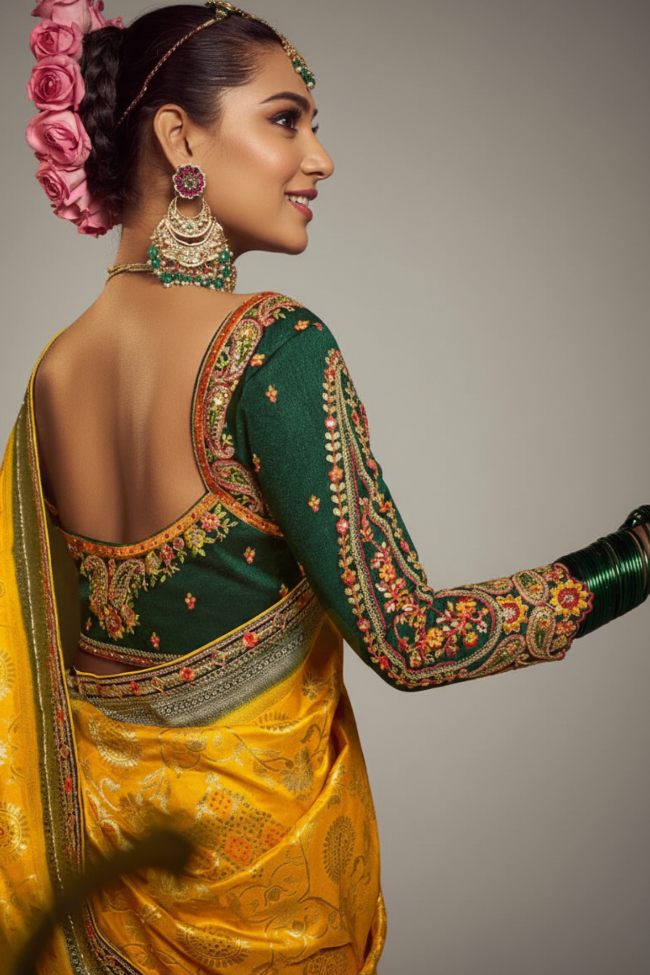 Lightning Yellow Pure Viscose Dola Silk Saree With Embroidery Blouse