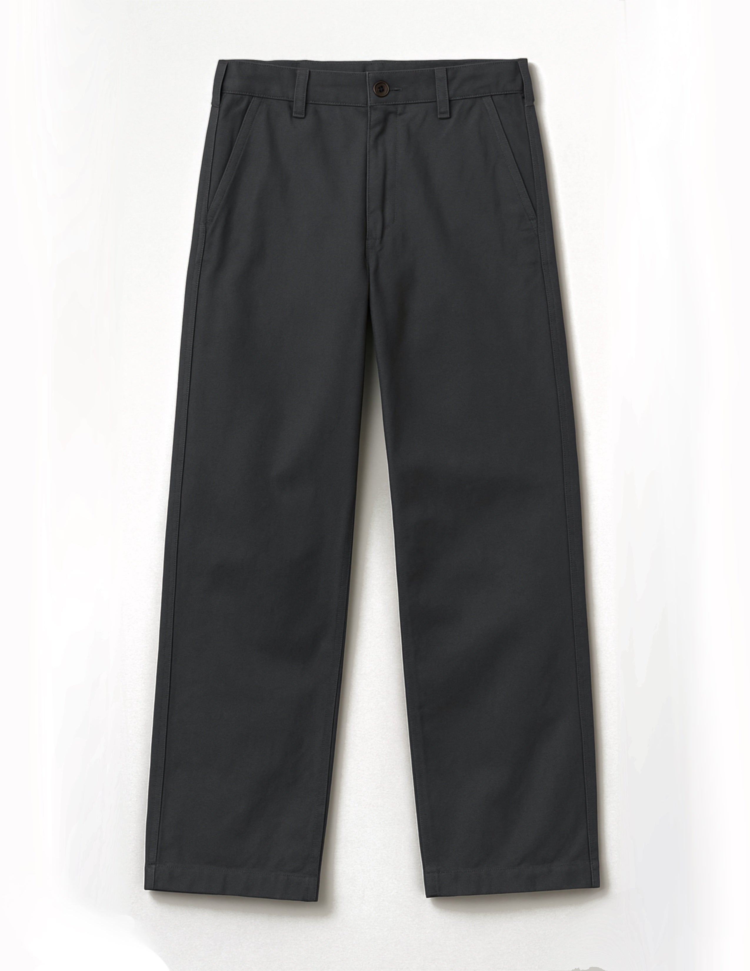 Grey Cotton Straight Fit Trousers