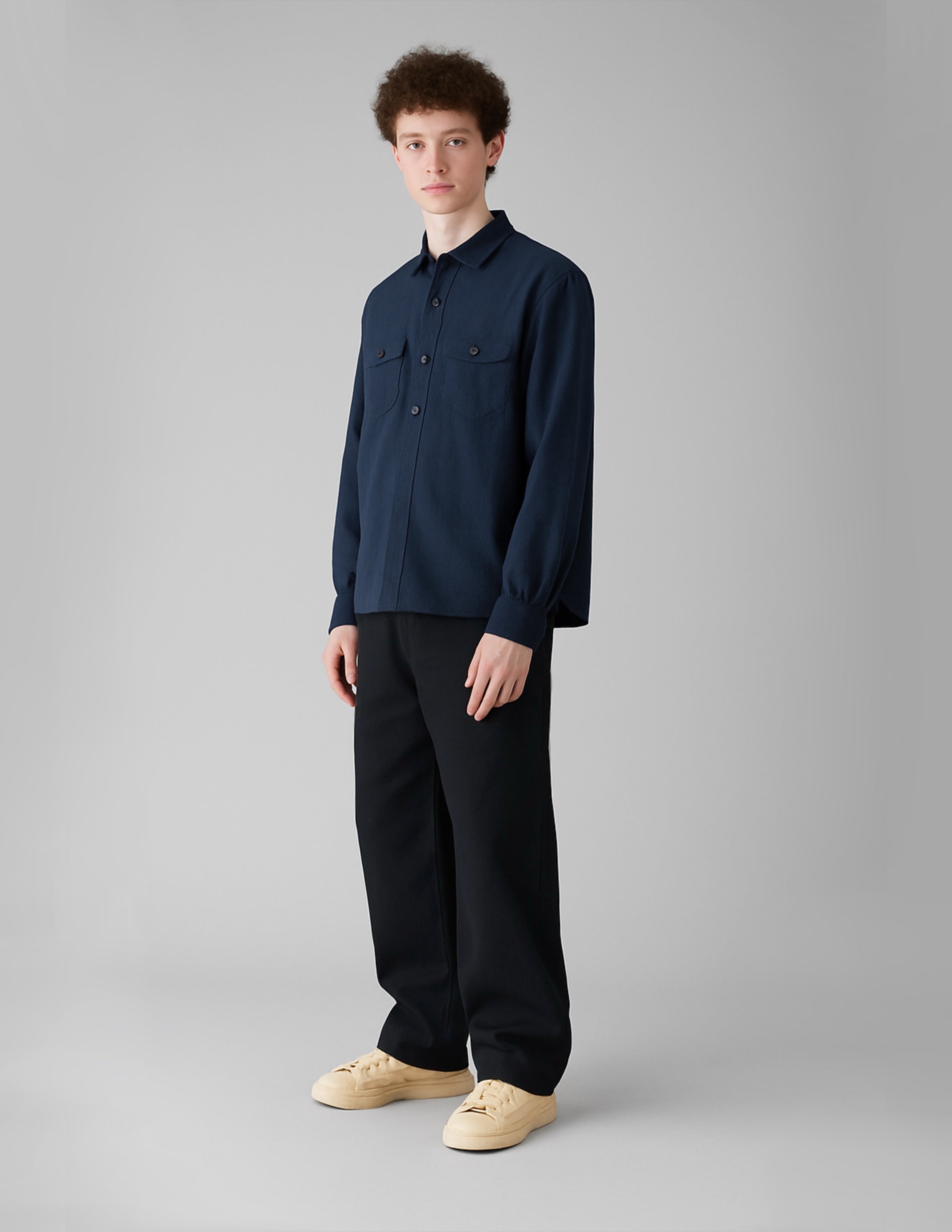 Black Cotton Straight Fit Trousers