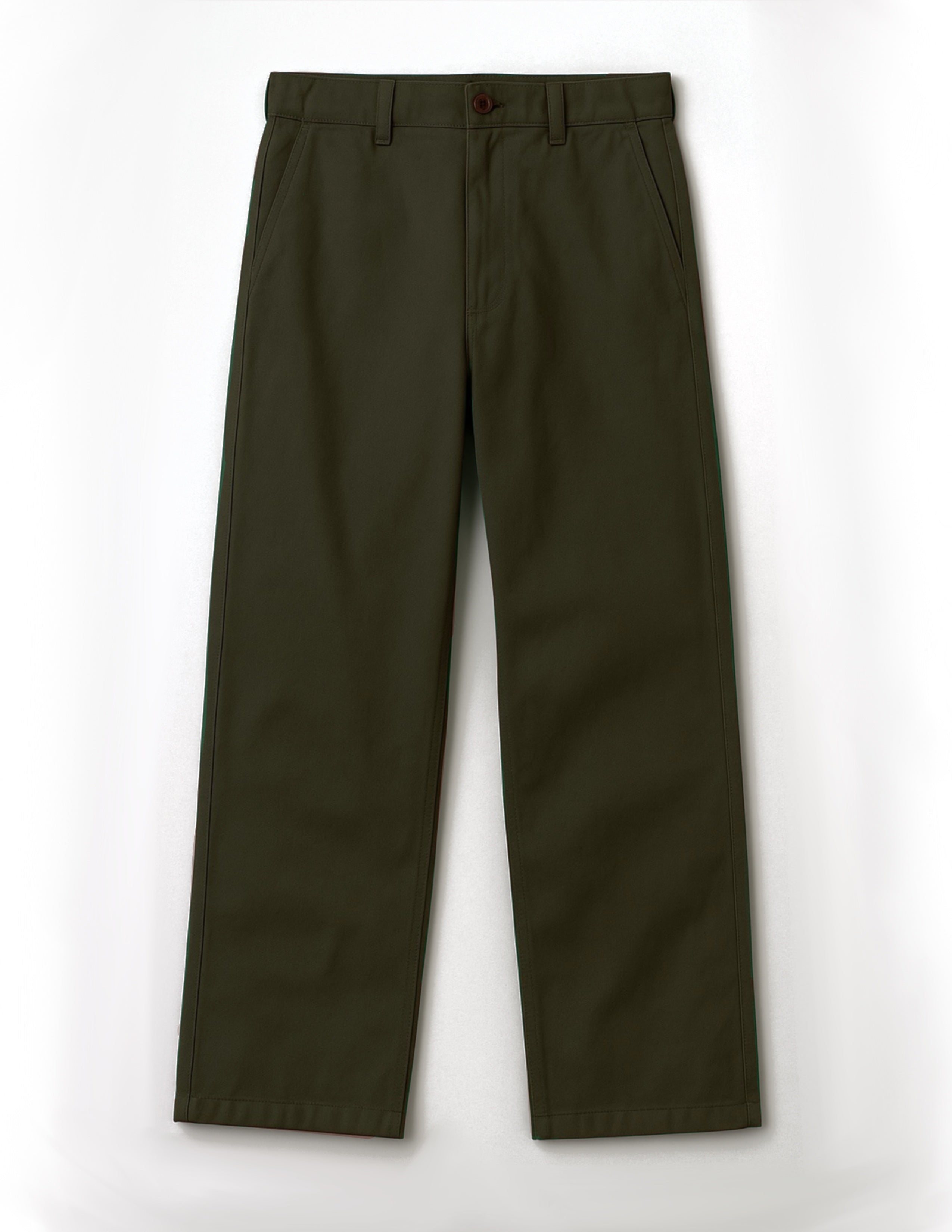 Green Cotton Straight Fit Trousers