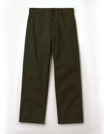 Green Cotton Straight Fit Trousers