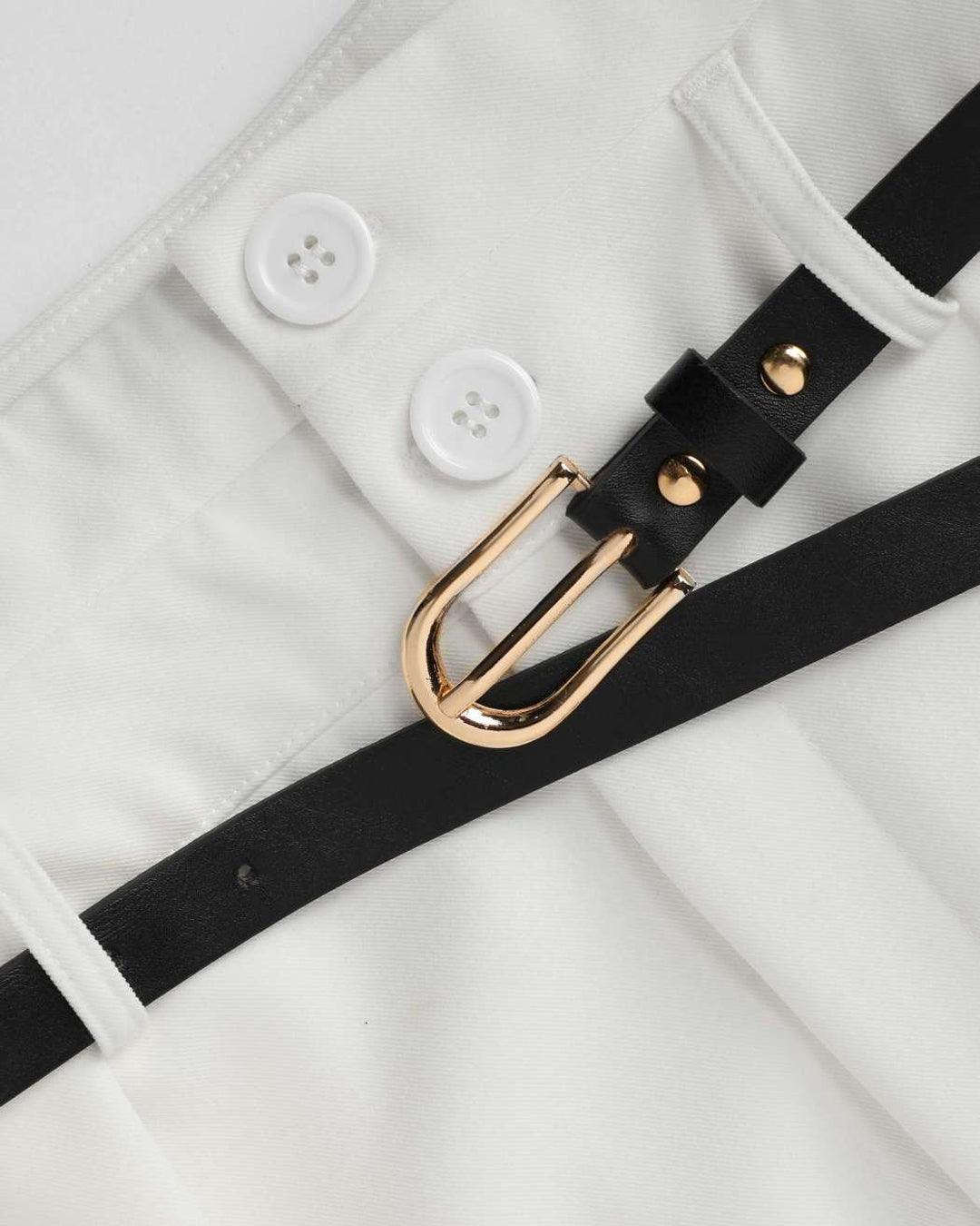 High Waist Pleated Trousers In White