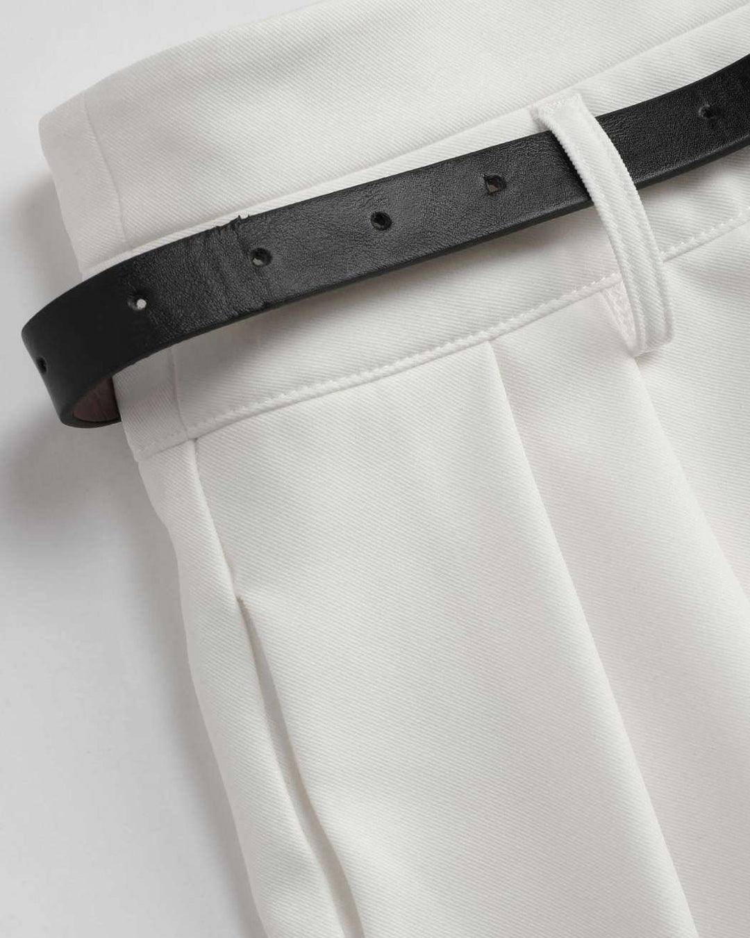 High Waist Pleated Trousers In White