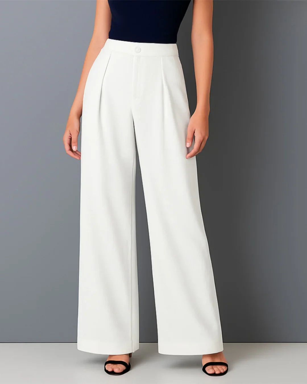 High Waist Pleated Trousers In White