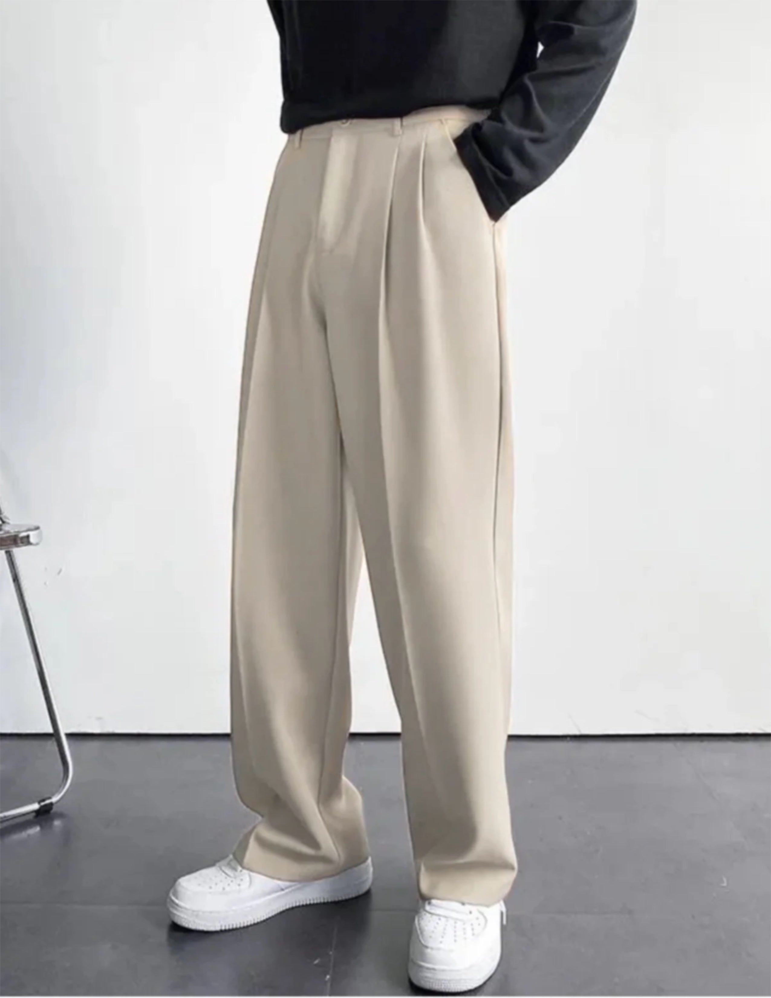 Matte Beige Korean Pants