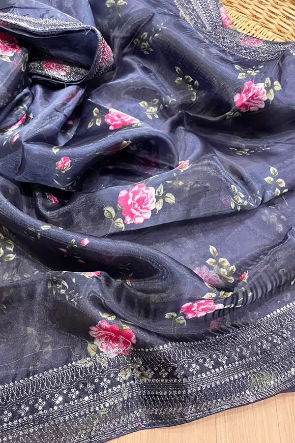 Party wear saree for unmarried girl Black