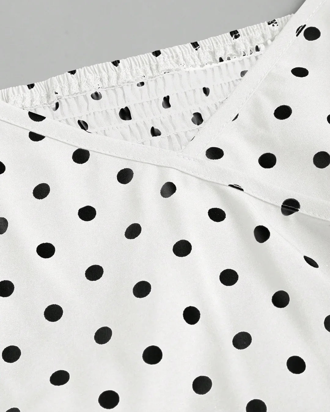 Polka Dot Puff Sleeve Wrap Ruffle Top