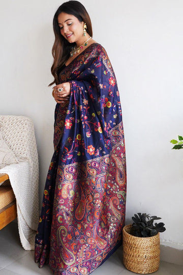 Wedding Special Kashmiri Weaving Pure Zari Paithani saree