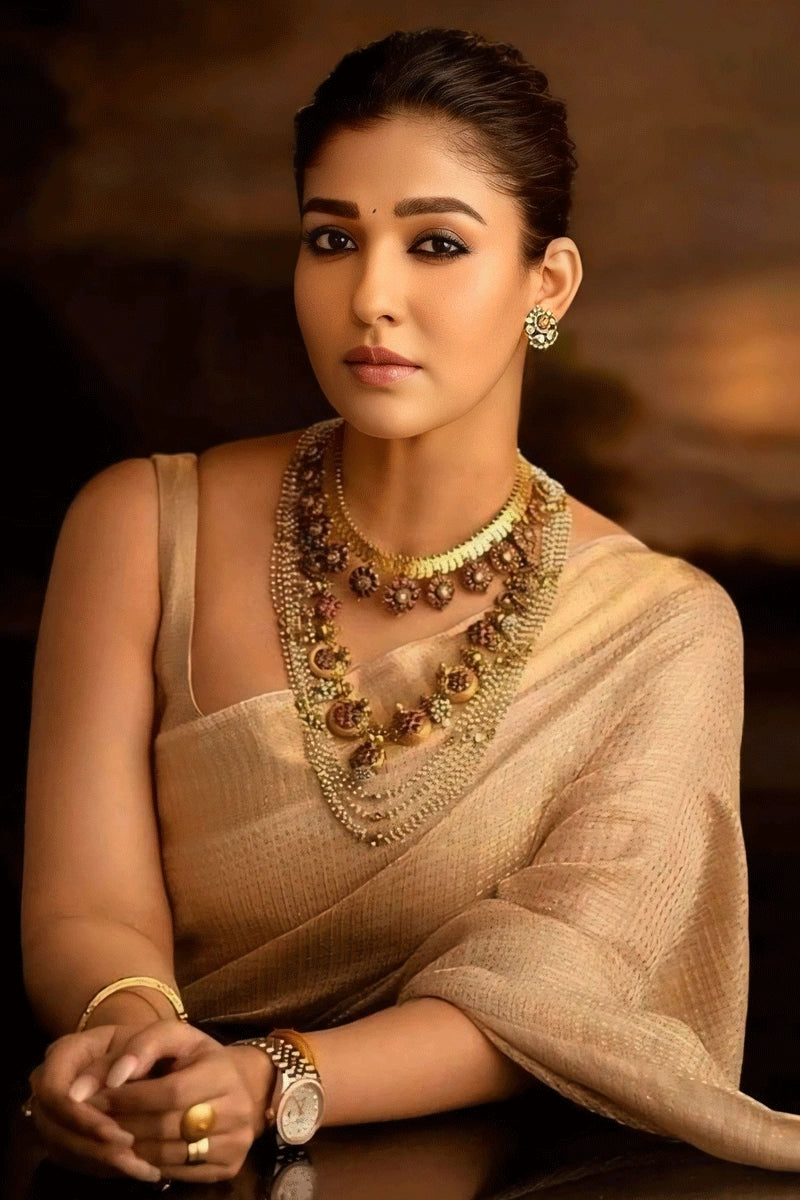 South Indian Actress Nayanthara Banarasi Silk Saree