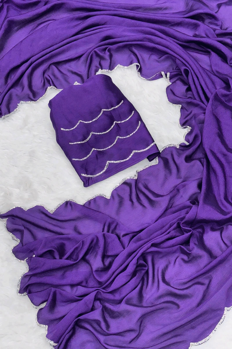 Dark Purple Saree For Farewell Party