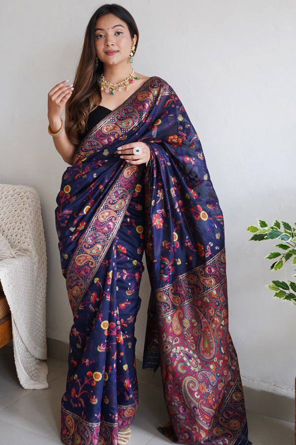 Wedding Special Kashmiri Weaving Pure Zari Paithani saree