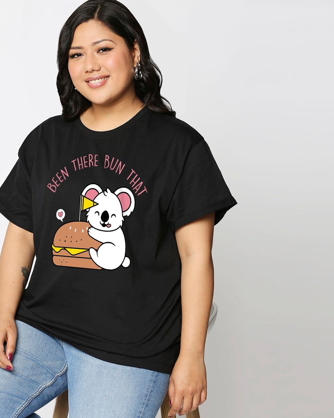 Women's Black Been There Graphic Printed Plus Size Boyfriend T-shirt